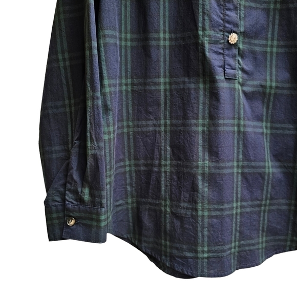 Duffield Lane Jewel Pointe Tunic, Navy and Green Plaid, 100% Cotton, Size Small - Picture 5 of 8